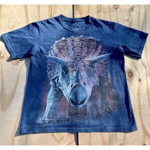 The Mountain Triceratops Dinosaur T-Shirt‎ Tie Dye Unisex Kids Navy L Pre-owned